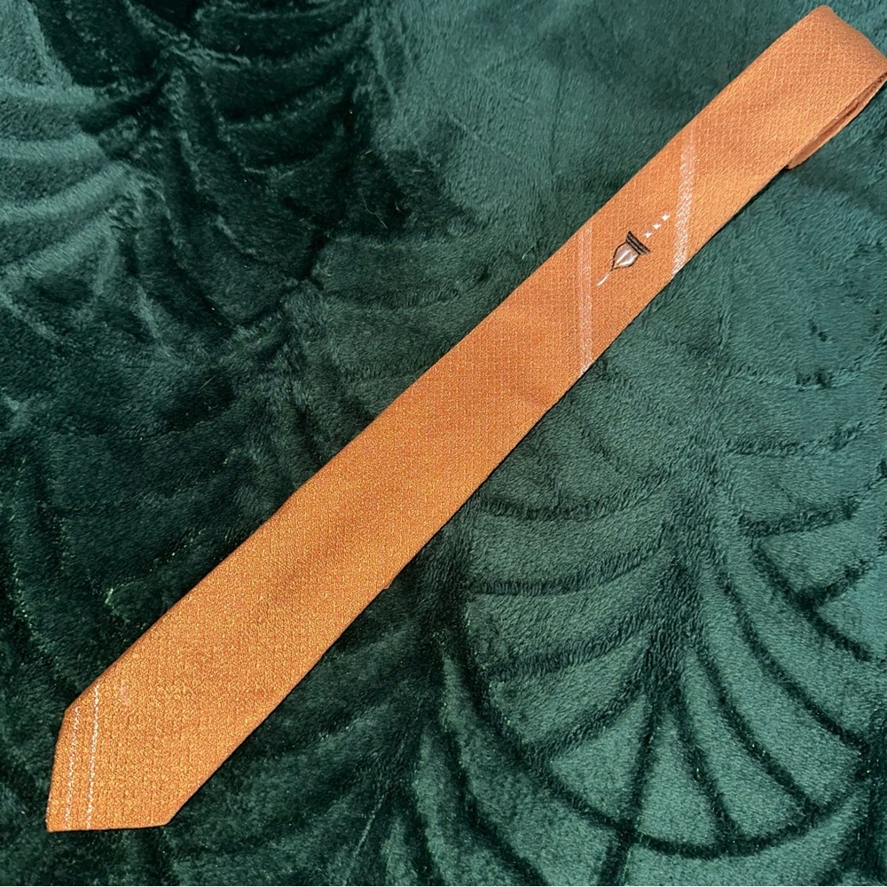 VTG 1960s Burnt Orange Embroidered Skinny Tie